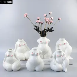 Vases Vases de style européen art nue femme céramique vase brisé le bras buste portrait arrangement floral fleurs séchées décoration à la maison