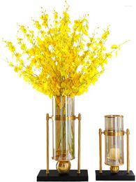 Vazen Europese stijl Creative Metal Glass Simulatie Dry Flower Woonkamer Porch Arrangement AMERIKAANSE TAFEL LICHT LUXE