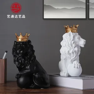 Vases Européen Style Crown Lion Ornements Resin Crafts Home Furnishings Office Halway décorations de Noël Articles faits à la main