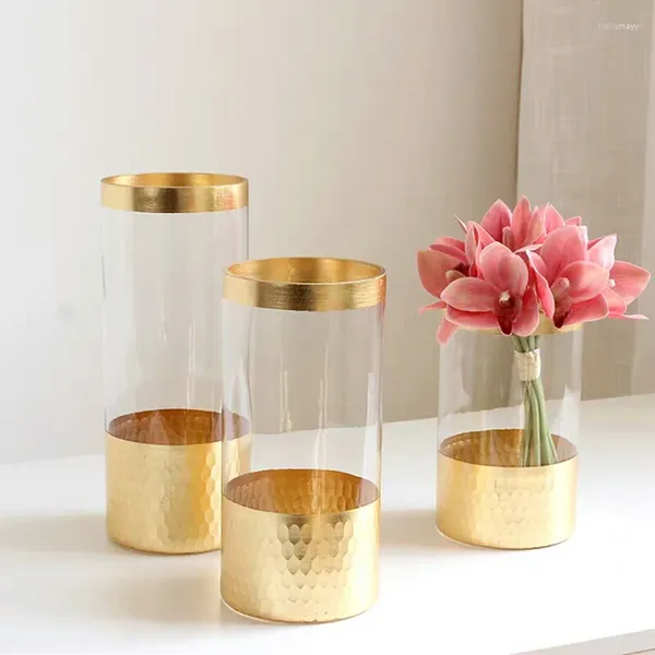 Vases Style européen Adged Verre droite Vase Bamboo Hydroponic Floring Dispositif Dispositif de décoration ménage