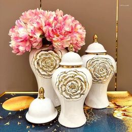 Vases Style européen Electroplated Golden Ceramic General General Decoration Vase Decoration Figh