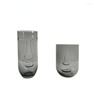 Vases De Style Européen Gris Transparent Maison Vase Doux Décoration Ornements Créatifs Et Légèrement De Luxe Décorations De Salon