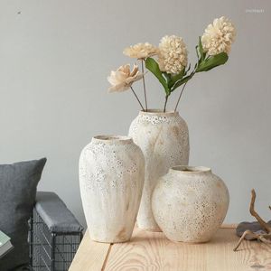 Vases poterie brute de style européen Vase créatif El avant bureau boîte de rangement de fleurs sèches mat décoratif salon bureau