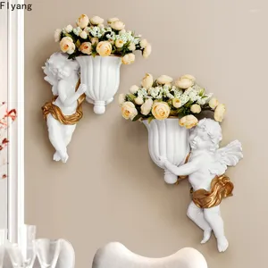 Vases de style européen blanc Cupid Angel Vase Vase créative décoration arrangement floral décorations de résine pour la maison