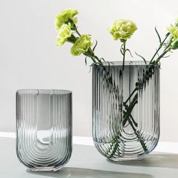 Vases Vase en verre transparent en forme de U de style européen, arrangement de fleurs hydroponiques, ornements de fleurs, Table à manger, décoration de la maison