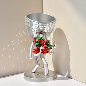 Vases Expressive Design Flower Pot Unique Walking Man Flowerpot Figurine avec miroir Disco Tiles Cactus Succulent Planteur pour la maison