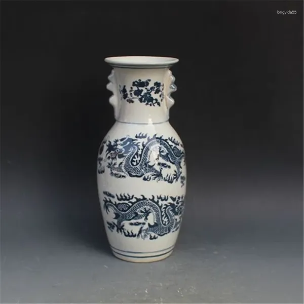 Vases exquise élégante chinoise classique chinoise en porcelaine bleu et blanc peint avec des dragons designs