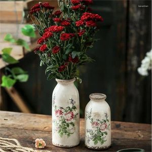 Vases Vases d'impression exquises pour la décoration de fleurs séchées Crafts de style pastoral ACCESSOIRES DE Table