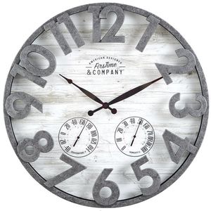 Floreros llamativo plata oscura 18 x 2 5 en Farmhouse Reloj de pared analógico para exteriores por Co Perfect Home Garden Decor Additions 230701