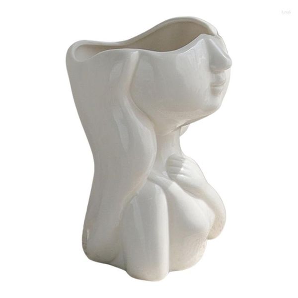 Vases Visage Pour Fleurs Céramique Statue Vase À Fleurs Petit Blanc Unique Décor Moderne Décorations De Table