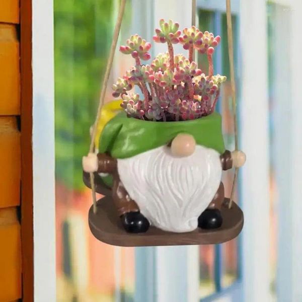 Vases Gnome sans visage Pot de fleur résistant aux intempéries Swing Pot de fleurs résine naine Figurine pour légumes extérieurs intérieurs