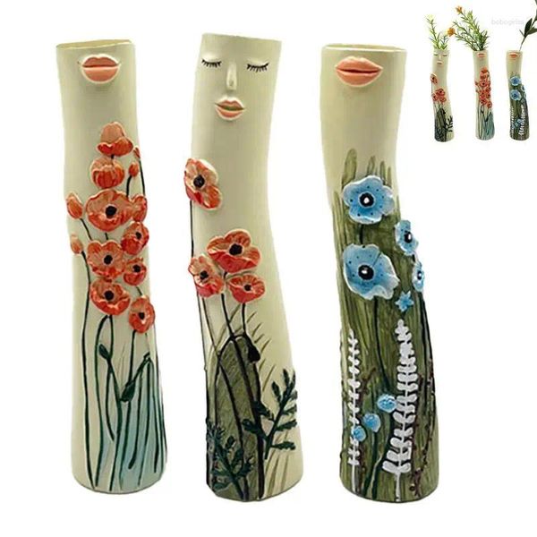Vases Family Bud Handmade Resin Character moderne Vase Vase Boho Plant Plante Mignon Girls Face Decorations