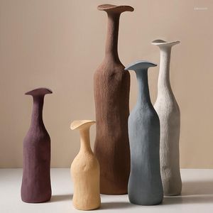 Vases Mode Creative Vase En Céramique Minimaliste Morandi Coloré Salon Décorations Pour La Maison Style Nordique Sculpture Art Carfts Cadeau