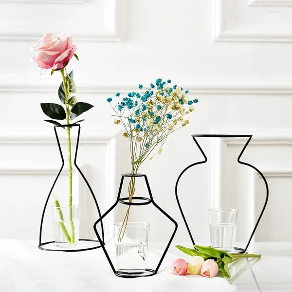 Vases Mode Fer Ligne Fleur Plante Vase Support Support Terrarium Conteneur Créatif Décor À La Maison