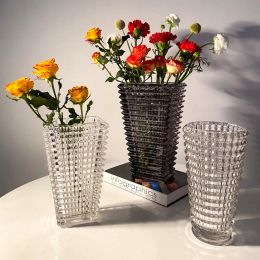 Jarrones Fashion Luxury Glass Jarrón Decoración de la mesa del hogar Sala de estar Exquisito Contenedor de flores de alta calidad Oficina de arte de la oficina del escritorio