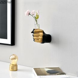 Vazen Fist gevormde glazen vaas gebal Bloem arrangement Wall woonkamer bureau meubels hars hand huisdecoratie 221102