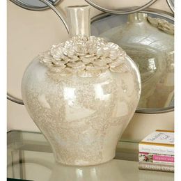 Vases Vase floral en céramique crème 3D avec glaçure irisée