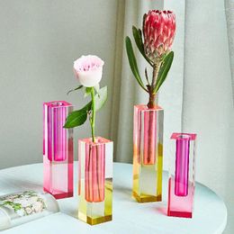 Vases Floriddle moderne arc-en-ciel pilier bourgeon vase de table en verre de luxe décoratif acrylique cristal nordique décoration de la maison maison
