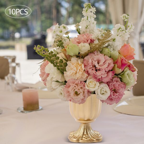 Vases Arrangements de fleurs Vase pour table de mariage pièce maîtresse 10 pièces Pot de jardinière en métal artificiel vraie petite trompette P 230829