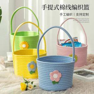 Vases Flower Panier portable Fil de coton tissé portable Arrangement fait à la main Shopping