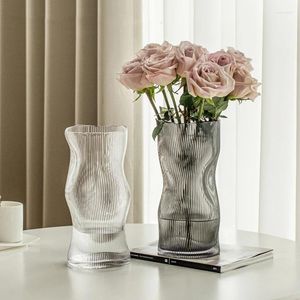 Vases Vase en verre de fleur esthétique hydroponique moderne petit grand design de luxe Ikebana Transparent Florero décoration maison WK50HP