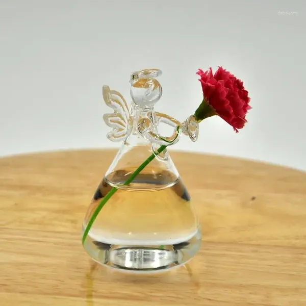 Jarrones planta de flores colgando jarrón de vidrio transparente botella maceta jardín de novia decoración ángel