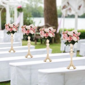 Vases Stand de fleurs 4pcs Trompette de mariage en or F / Décoration de centres de table