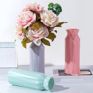 Vases Vase à fleurs Conteneur Géométrie simple Pot en plastique Décoration Salon Petit et frais Arrangement Decoratio