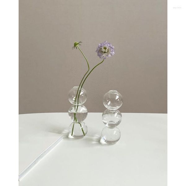 Jarrones florero para estilo nórdico decoración del hogar terrario de cristal adornos de mesa secos pequeños