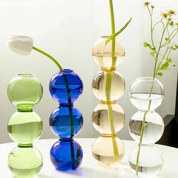 Jarrones Flor Flores para la mesa de decoración de la oficina Plantas de hidroponía de vidrio nórdico Ornamentos modernos