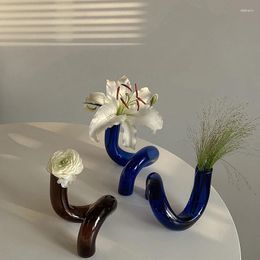 Vases vase à fleurs pour décoration de mariage Platage en verre Planteur Fleurs Arrangement fait à la main séché à la main