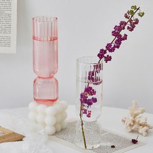 Vases Vase à fleurs pour décor de mariage Centre de table Arrangement de fleurs roses en verre Table florale