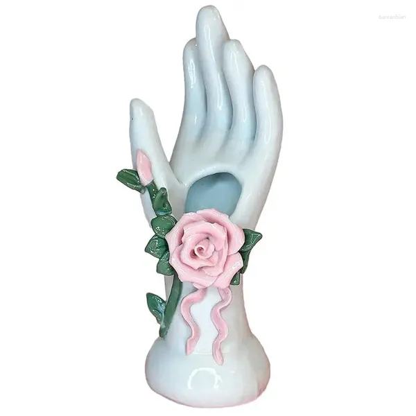 Jarrones Flor Florendo Hold Sphing Decor Arte moderno Resina Ornamento floral Centro de mesa Tablas para flores secas