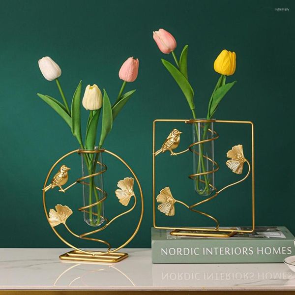 Vases Vase à fleurs Style nordique fer Art Arrangement géométrique porte-plante décoratif ornement de bureau décoration de la maison