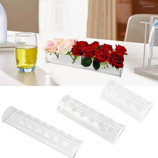 Floreros Florero Decoración rectangular Caja de rosas para boda Mesa de acrílico transparente Contenedor floral Centros de mesa de escritorio Maceta