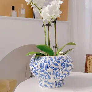 Vases Flowerpot Style chinois Bleu et blanc porcelaine papillon orchette ménage décoration rétro arrangement floral de plante rétro