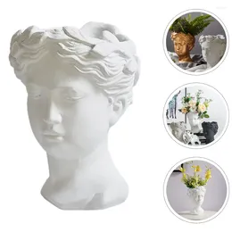 Jarrones Flower Flowers Decor Human Head Resin Statue Plantador Suculento Vase Escultura de Oficina