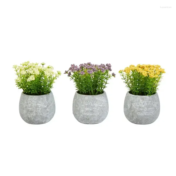 Vases Flowers-3 pièces assorties des arrangements floraux naturels et de la verdure d'imitation dans 6.25 Station de propagation nordique VA