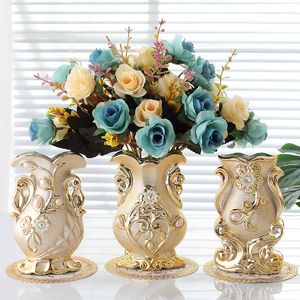Vases Vase en porcelaine givrée Vintage Vase à fleurs en céramique avancée pour salle d'étude couloir maison décor de mariage 221126