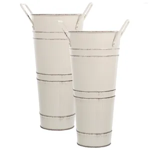 Vases lait galvanisé peut rétro Arrangement de fleurs de fer Vase Vase Vintage Decor Jug