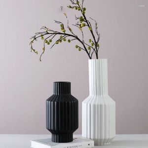 Vases En Forme D'engrenage Fil Noir Et Blanc En Céramique Séchée Arrangement De Fleurs Conteneur Vase Ornements Intérieur Décor Ameublement