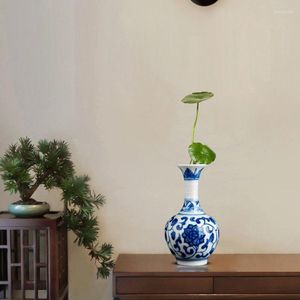 Vazen Echt Blauw En Wit Handgeschilderde Kleine Bloemfles Ornament Woonkamer Jingdezhen Porselein Hydrocultuur Decoratie