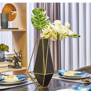 Vazen geometrische metalen vaasdecoratie moderne bloem arrangement gedroogde accessoires licht luxe woonkamer woning