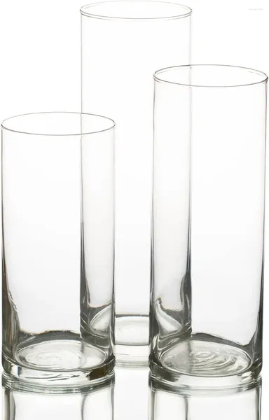 Vases cylindre en verre, paquet de 3.7,5