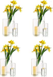 Vazen Glazen Cilinder Set Van 12 Hewory Hoge Heldere Vaas Voor Centerpieces Kandelaars Pijler Drijvende Kaarsen