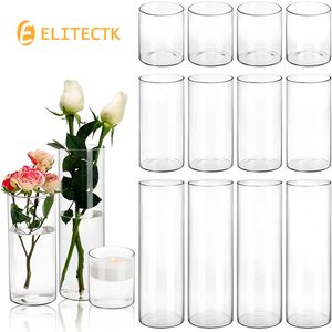 Vases Glass Cylinder Vase Hurricane Candle Holder Clear 3 Different Sizes Tall for Wedding Centerpieces Flower 230915