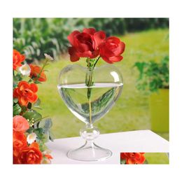 Vazen Glass Flower Pots Planter Hart Vaas Standaard Decoratie Desktop Decoratief huwelijksfeest Decor 210623 Drop levering Garde Dhcwn