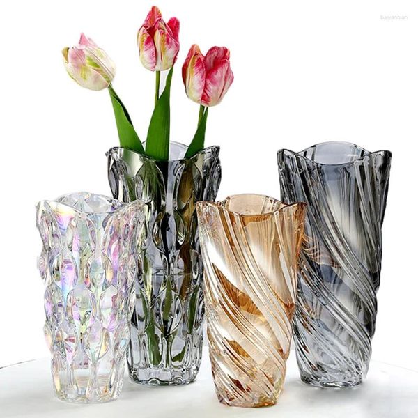 Vases Verre Fleur Ensemble pour la décoration intérieure Mariage en gros fournisseur Forme de vague en relief épais