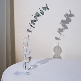 Vasos Vaso de flores de vidro para decoração de casa recipientes de terrário decorativos enfeites de mesa pequenos nórdicos