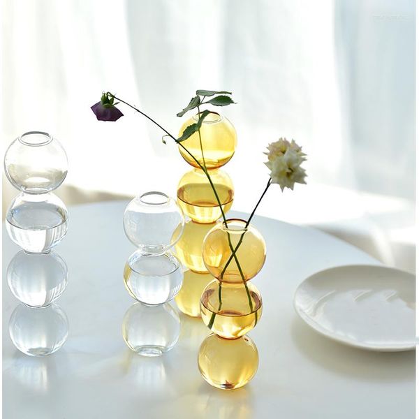 Jarrones florero de cristal para decoración del hogar terrarios plantas adornos de mesa Floral nórdico